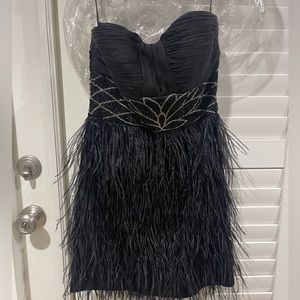 Interlude size 8 black feathered prom/homecoming dress with beading